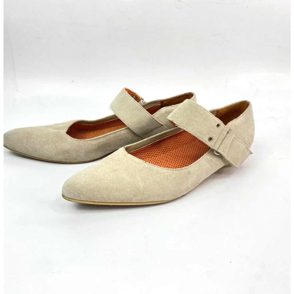 Rocket Dog Leather Nubuck Neutral Beige Loafer Flats Straps Pointed Toe Career